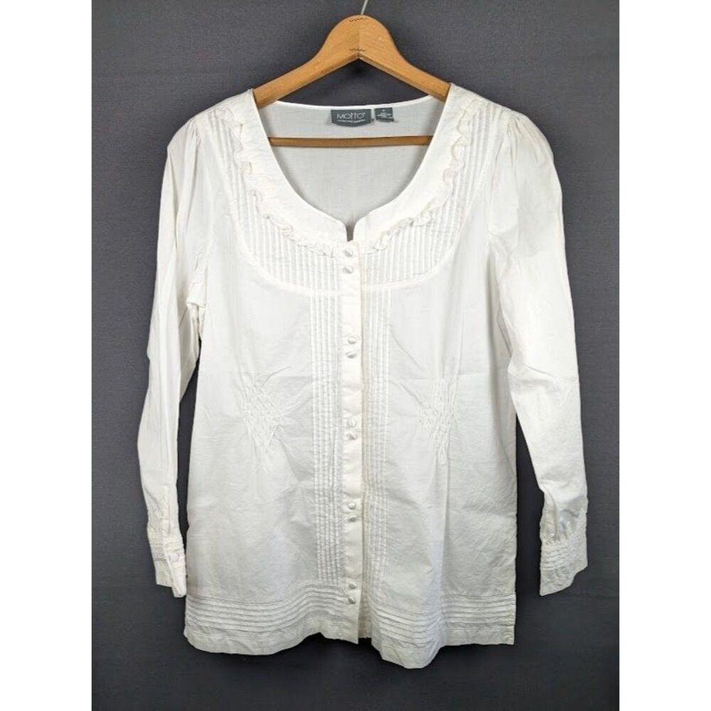 Motto Top Size Medium Cottagecore Ruffle‎ Romantic Boho Button Pintuck Tuxedo